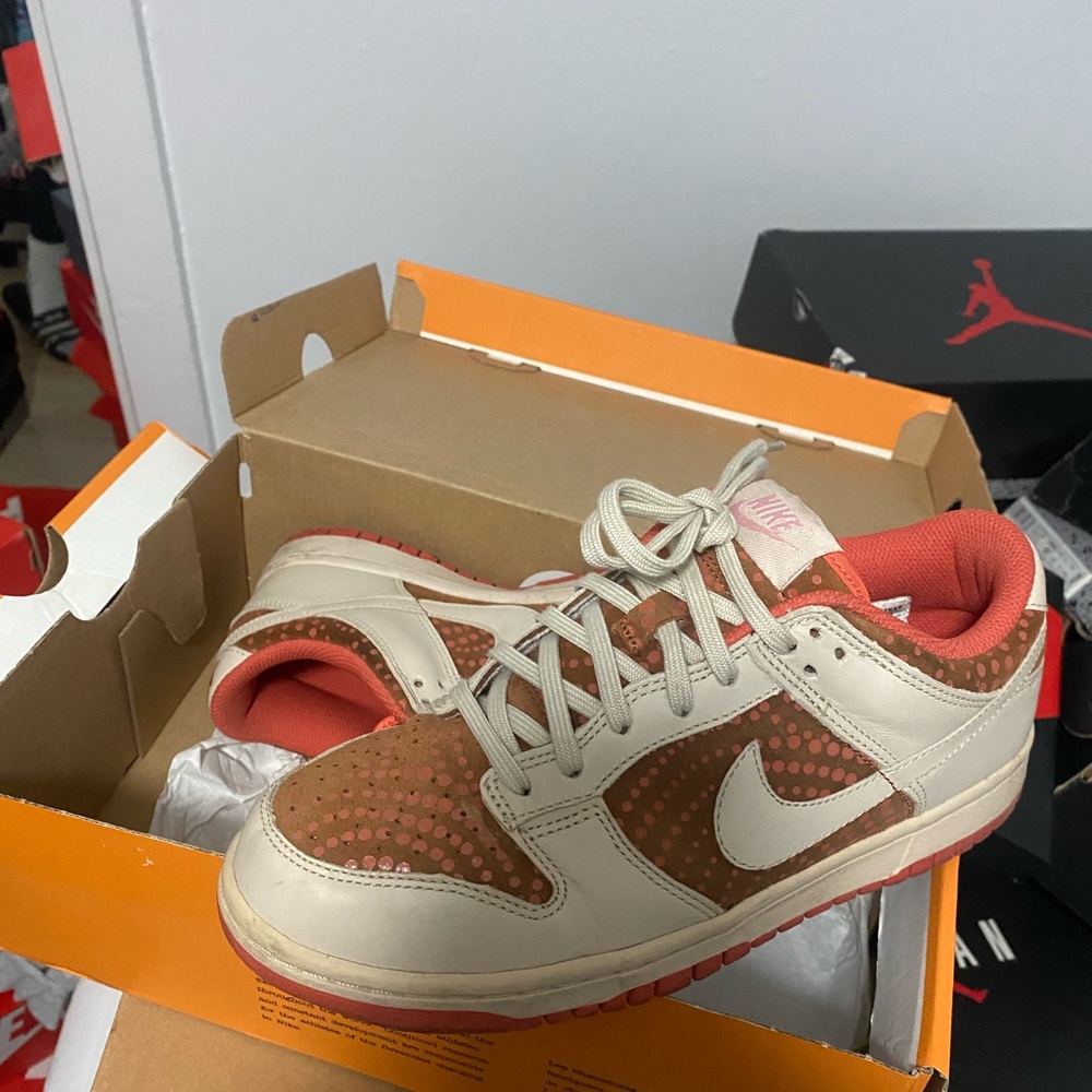Nike coral brown and cream dunks
